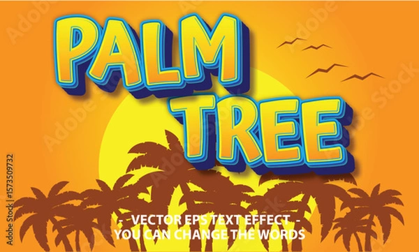 Fototapeta palm tree text effect illustration