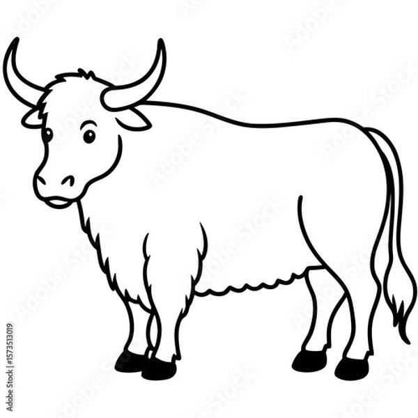 Fototapeta Yak outline vector, a modern yak art design, a black vector of a yak, a simple yak art, a yak isolated