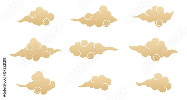 Fototapeta Set of chinese cloud icon. Set of japanese cloud. Asian clouds. Decorative elements for design. Vector illustration