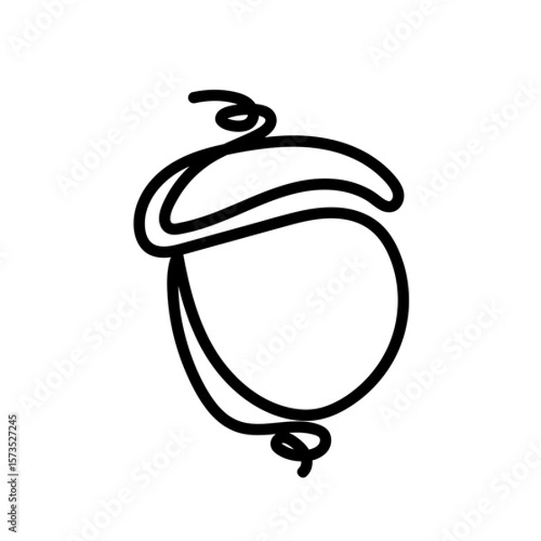 Fototapeta Minimalistic one line art illustration of an acorn in black on white background. Perfect for autumn designs, forest-themed prints, kitchen textiles, packaging, greeting cards, and scrapbooking.