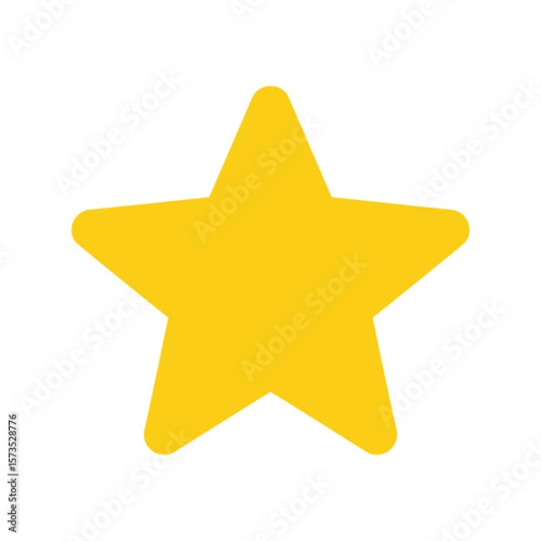 Obraz A bright yellow five pointed star with rounded corners on a white background