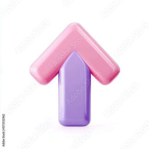 Obraz A glossy, modern arrow composed of pink and purple shapes, symbolizing growth and progress, suitable for marketing materials, presentations