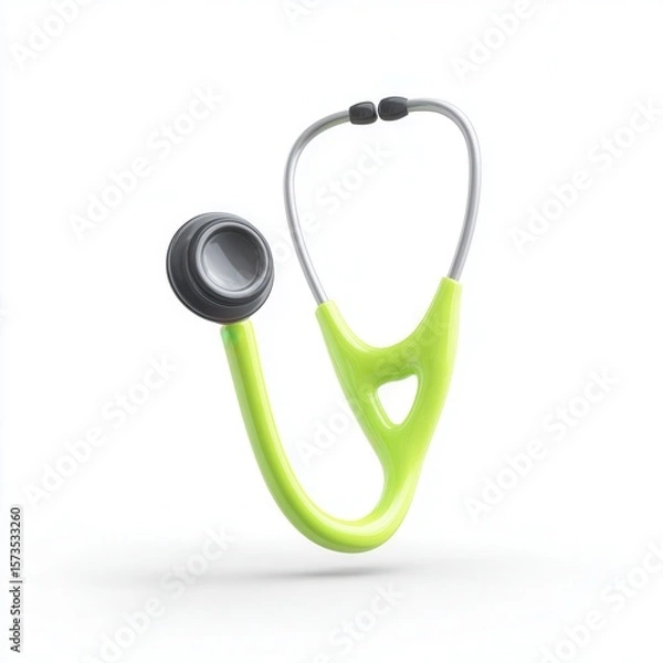 Fototapeta A vibrant, modern stethoscope isolated on a white background, ideal for healthcare, medical education, or wellness-related materials in promotional content or educational visuals,