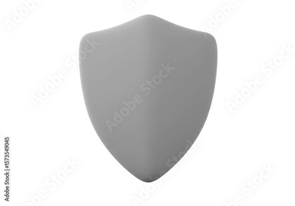 Obraz 3D Render Gray Shield Shape For Protection Security with Transparent Background