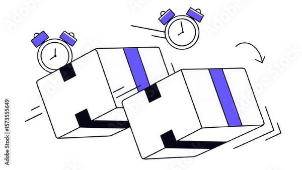 Fototapeta 3d fast delivery concept cardboard boxes with alarm clock express shipping service quick move floating parcel boxes cartoon creative design icon isolated on white background 3d rendering 12972663 1