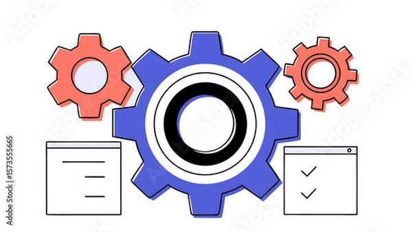 Fototapeta 3d cogwheel gear icon engineering technical support system update setup and optimization setting symbols cartoon design element isolated on white background 3d vector illustration 57344391 1