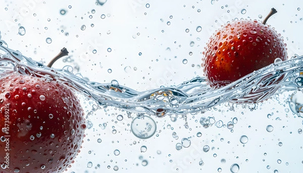 Fototapeta A vibrant display of abstract and natural fruit with water in harmony, captured mid-splash.