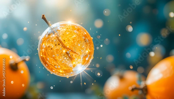 Fototapeta Stunning glass sphere, revealing complex internal patterns and luminous transparency, with subtle light reflections.