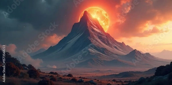 Fototapeta Monumental Deception A Colossal Mountain of Lies Visually Representing Vast Untruth and Deception