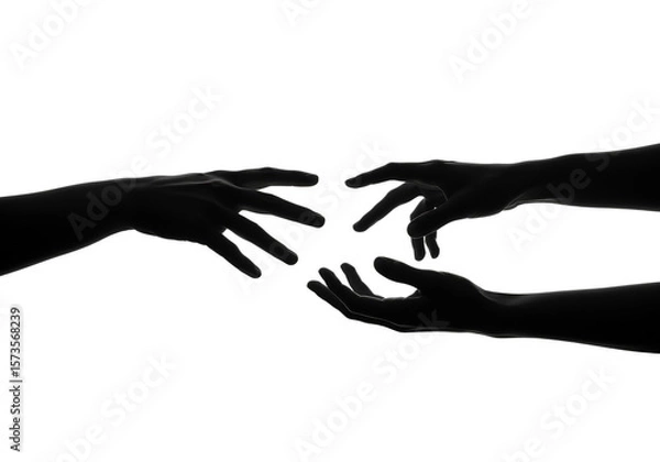 Fototapeta Transparent Background Abstract Hands Reaching in The Dark Silhouette