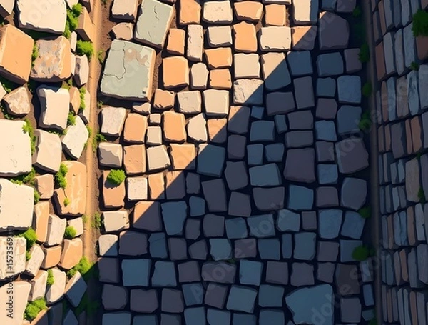 Fototapeta Cobblestone Pathways: A Divided Perspective