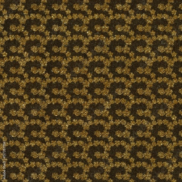 Fototapeta Luxury Golden Lace Pattern on Dark Fabric
