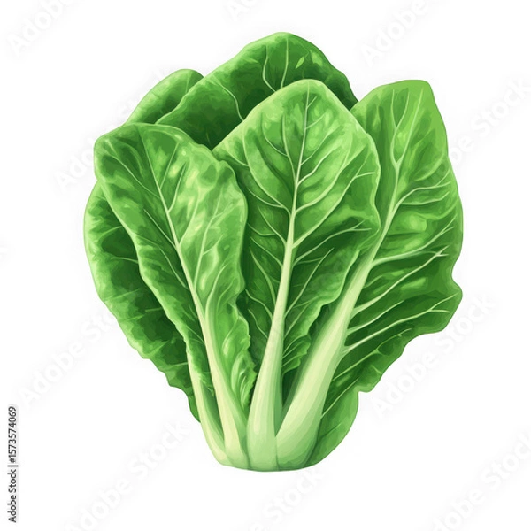 Obraz A vibrant depiction of bok choy with lush green leaves and crisp white stalks on a black background on transparent background