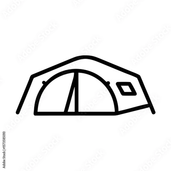 Fototapeta A minimalist line drawing of a classic camping tent, symbolizing adventure and the great outdoors, ideal for illustrating travel guides or recreational activities.