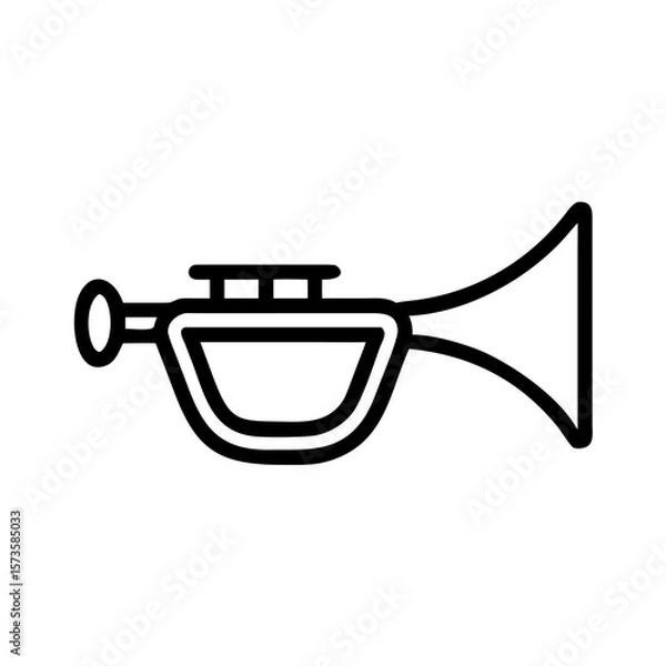 Fototapeta A simple illustration of a musical instrument trumpet with bold black outline. Clean, modern design, perfect for adding a touch of elegance to any project.