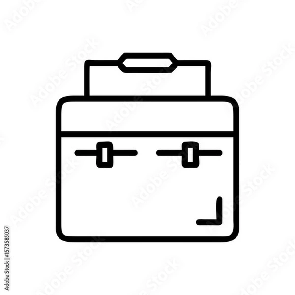 Fototapeta An outlined image of a classic briefcase, presented in a minimalist line art style, embodies professionalism, readiness, and a sense of organization.