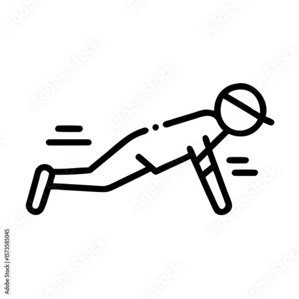 Fototapeta A minimalist stick figure performs push-up to show the vitality of a healthy exercise routine and active lifestyle.