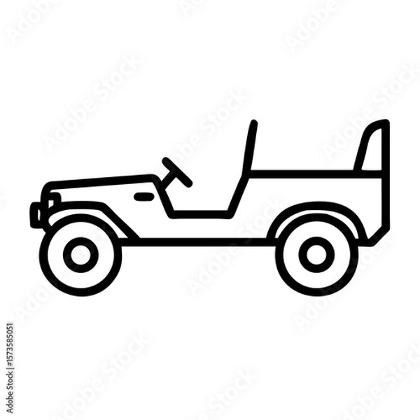 Fototapeta A sleek, minimalist illustration of an off-road vehicle, a symbol of adventure and exploration, ready to traverse rugged terrains. 