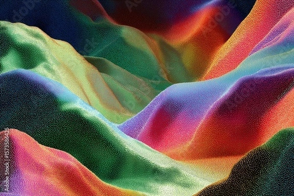 Obraz Vibrant Abstract Landscape. Colorful Waves and Textures in Modern Fine Art Illustration