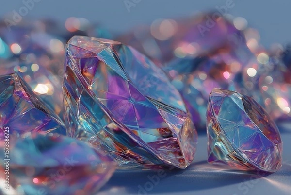 Obraz Luxury Diamond Gemstones Sparkle. Colorful Crystals Shine with Vivid Brilliance - Macro Close-Up Background