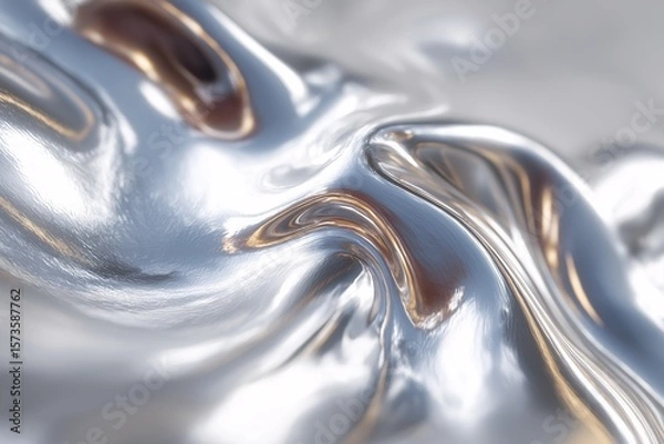 Obraz Elegant Background with Metallic Texture Reflective Surface and Shiny Waves - Seamless Design in High-Resolution Digital Art for Contemporary and Modern Aesthetic