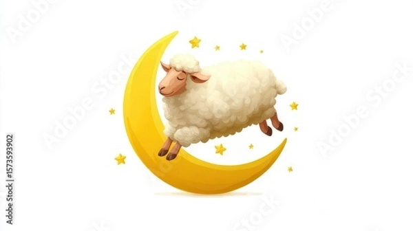 Obraz Sheep sleeping on the moon illustration