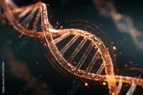 Obraz Stunning Abstract Representation of DNA Helix with Glowing Elements