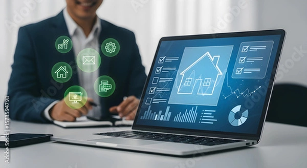 Obraz Laptop with Real Estate Application