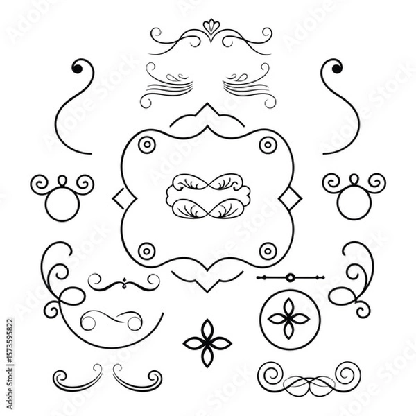 Fototapeta rome style ornate calligraphic design elements set