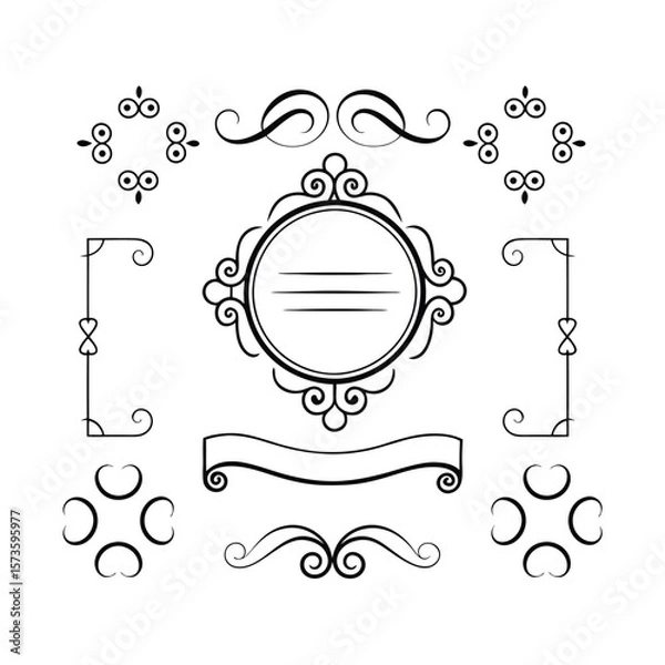 Fototapeta rome style ornate calligraphic design elements set