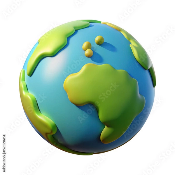 Obraz 3d cartoon earth isolated on transparent background