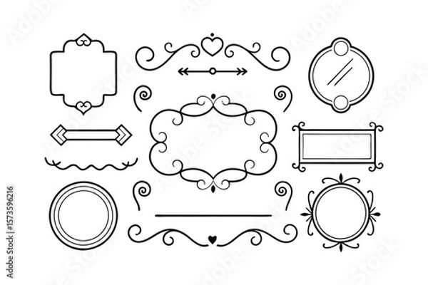 Fototapeta rome style ornate calligraphic design elements set