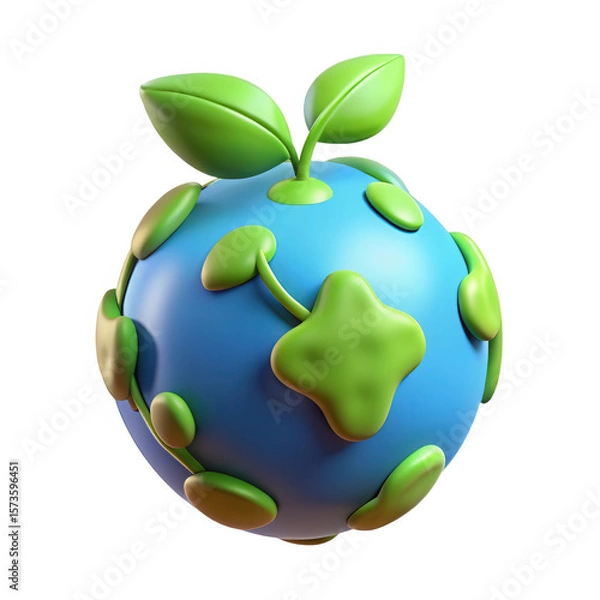 Obraz 3d earth with sprouting leaves isolated on transparent background