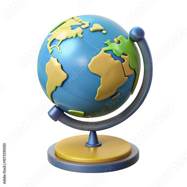 Obraz 3d globe on stand isolated on transparent background