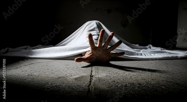 Obraz Hand Under Sheet in Dark Room