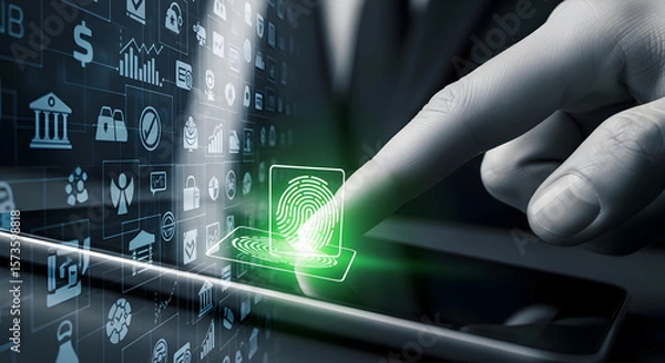 Obraz Fingerprint Scanning with Icons