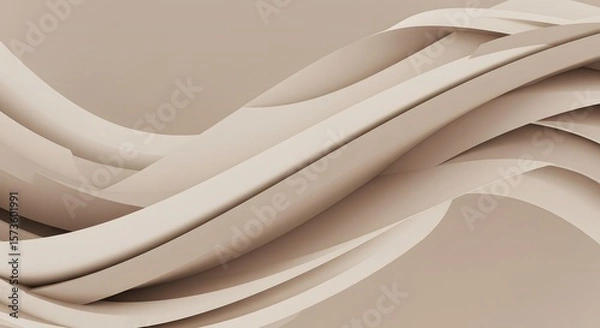 Fototapeta Abstract flowing waves of beige fabric create a soft elegant background for design and presentation purposes