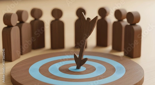 Obraz Target with Arrow and Wooden Figures