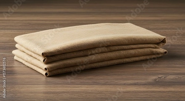 Fototapeta Stack of Crisp Thin Rye Bread Crackers on a Textured Wooden Surface Ready for Serving
