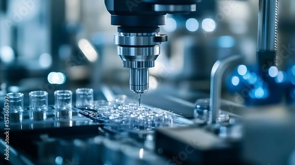 Obraz Precision Machine Processing Small Containers in Clean Lab Environment