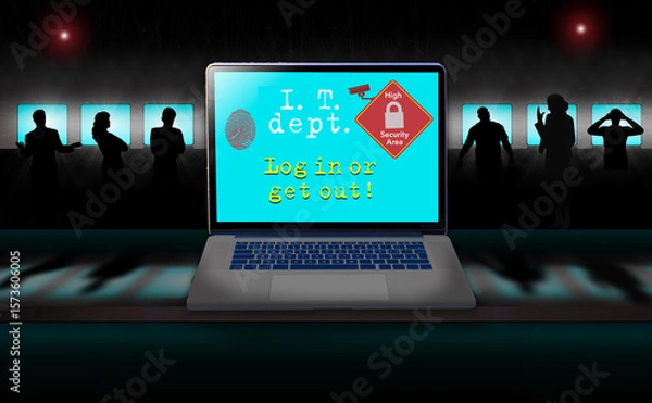 Obraz A high security information technology department is seen in this 3-d illustration.