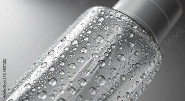 Obraz Close-Up of Hydrating Skincare Bottle with Water Droplets