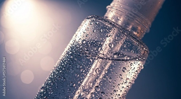 Obraz Close-Up of Hydrating Skincare Bottle with Water Droplets