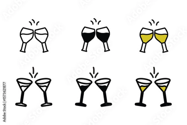 Fototapeta cheers icon set set elment with 3 different styles, lines, glyphs, colors
