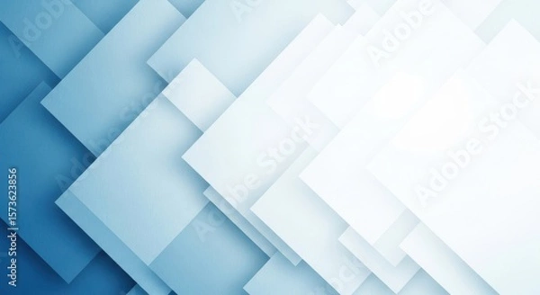 Fototapeta Abstract geometric overlapping squares with soft blue and white gradient