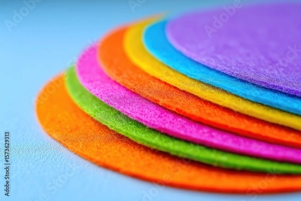 Fototapeta Stacked Rainbow Colored Circles on Azure Surface