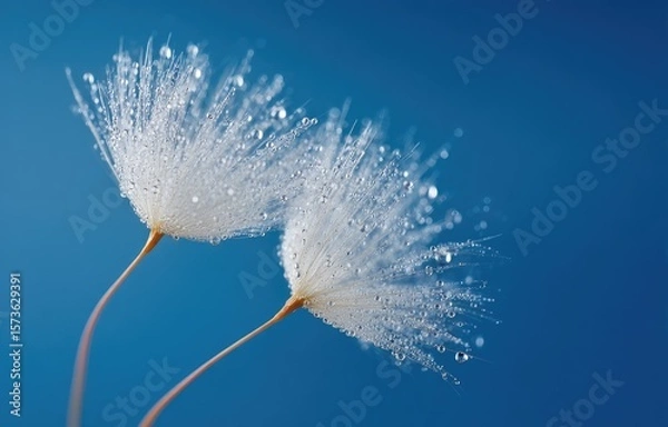 Fototapeta Delicate Fluff Against a Calming Cobalt Backdrop