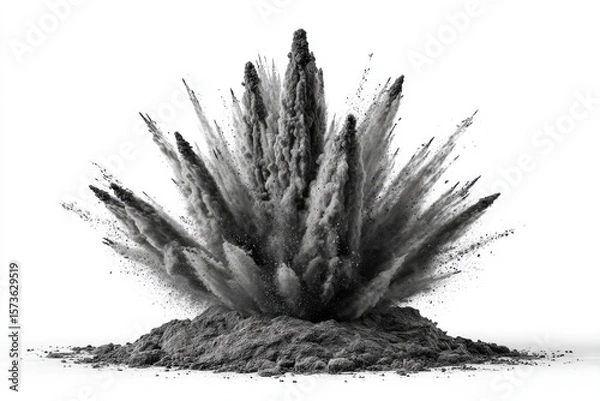 Fototapeta Abstract Dust Cloud Explosion in Grayscale