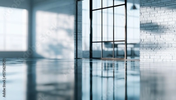 Fototapeta Gleaming Window Reflections in an Airy Modern Space