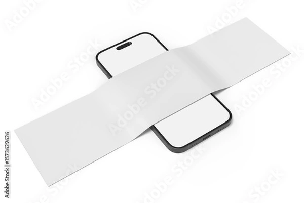 Obraz 3D Smartphone and Social media 4 Items carousel feed post mockup isolated on background. Social frame mobile app page template for user post feed, like, share, comment, portfolios, online shops, Ads